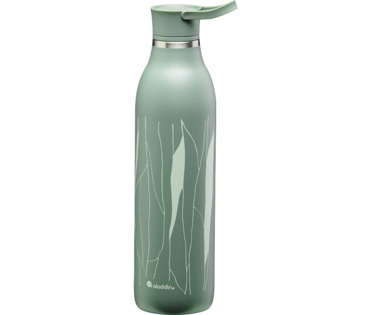 CityLoop Thermavac eCycle Water Bottle 0.6L recycled stainless. Steel / Greyish Green Leaf