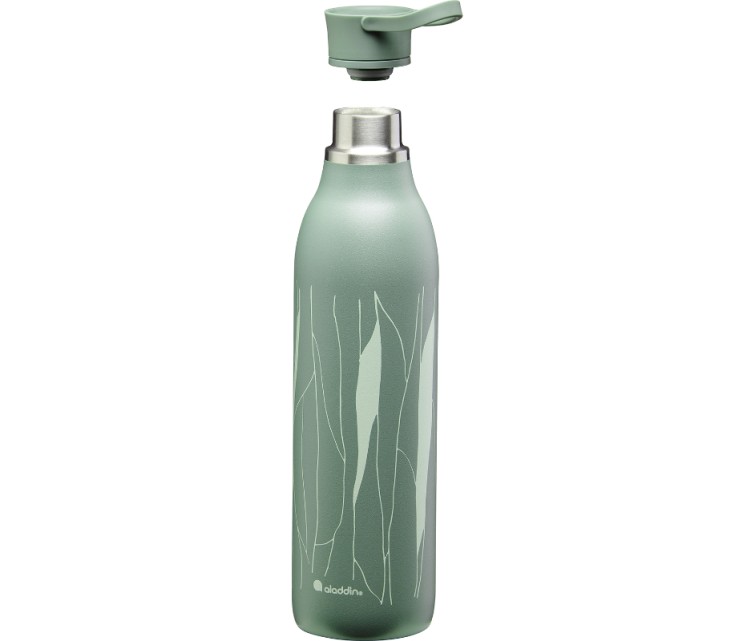 CityLoop Thermavac eCycle Water Bottle 0.6L recycled stainless. Steel / Greyish Green Leaf