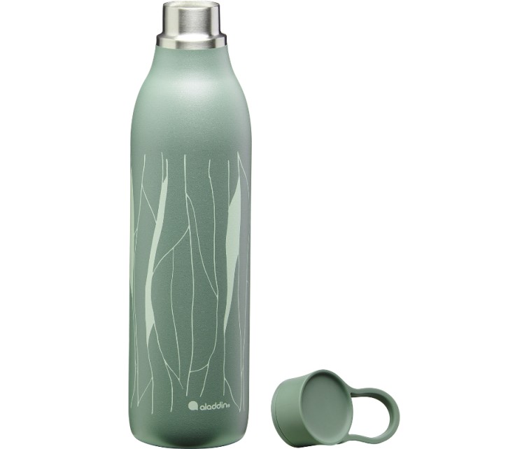 CityLoop Thermavac eCycle Water Bottle 0.6L recycled stainless. Steel / Greyish Green Leaf