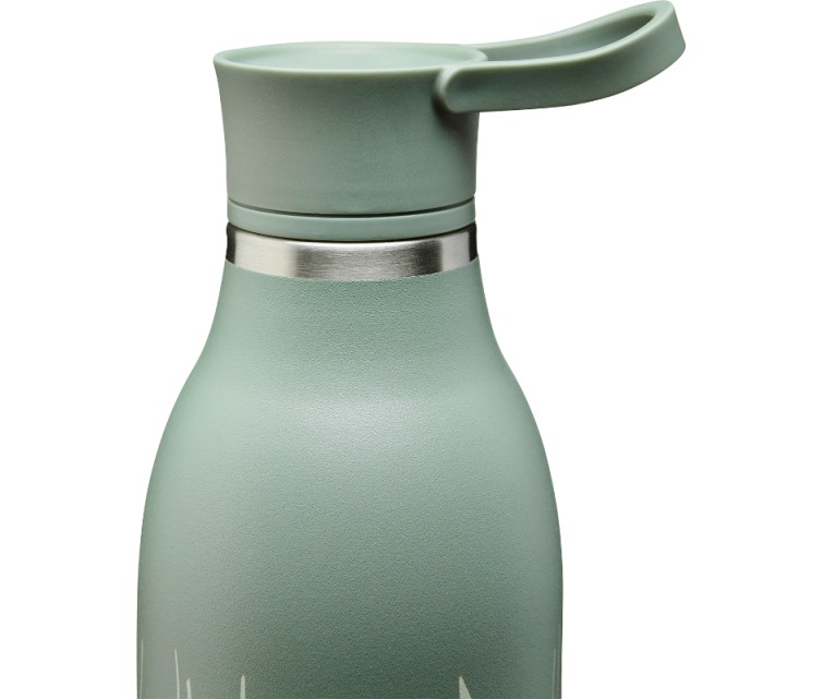 CityLoop Thermavac eCycle Water Bottle 0.6L recycled stainless. Steel / Greyish Green Leaf