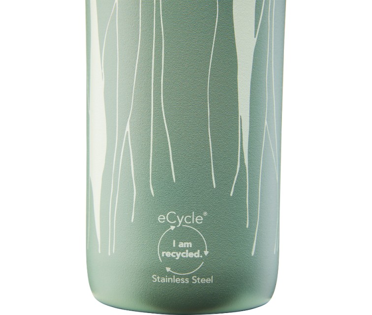 CityLoop Thermavac eCycle Water Bottle 0.6L recycled stainless. Steel / Greyish Green Leaf