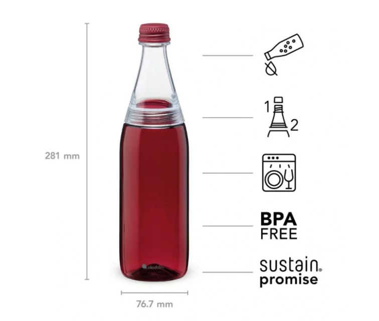 Pudele Fresco Twist & Go Water Bottle 0,7L bordo sarkana Pudele Fresco Twist & Go Water Bottle 0,7L bordo sarkana