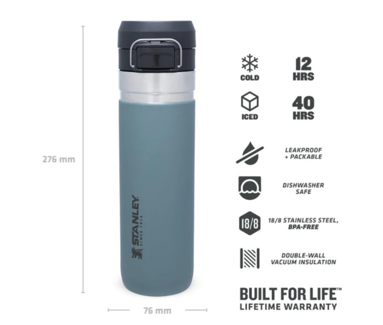 The Quick Flip Water Bottle Go 0,71L blue-grey