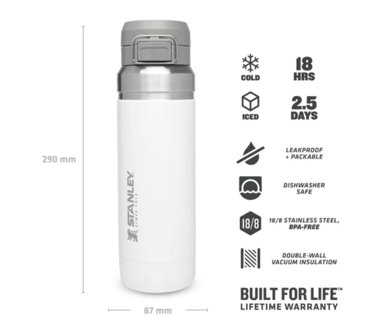 The Quick Flip Water Bottle Go 1,06L, white