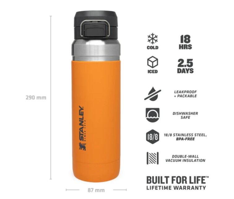 Thermo Bottle The Quick Flip Water Bottle Go 1,06L, saffron yellow