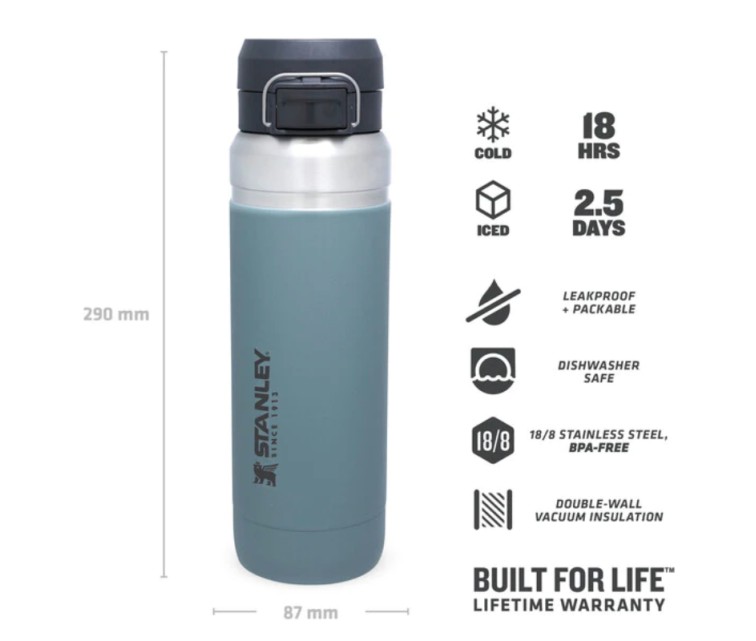 The Quick Flip Water Bottle Go 1,06L blue-grey