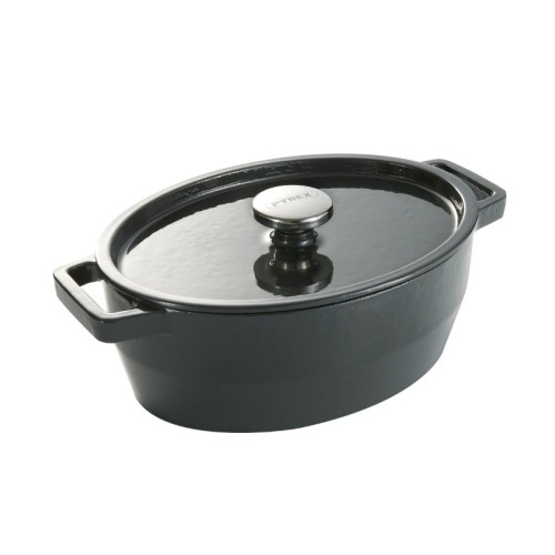 Чугунная кастрюля 5,8 л Pyrex овальная 33x25 см серая Чугунная кастрюля 5,8 л Pyrex овальная 33x25 см серая