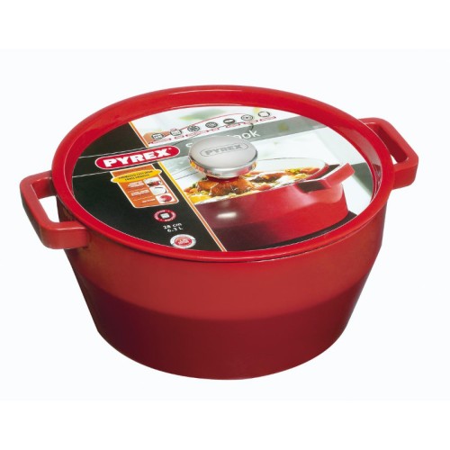 Чугунная кастрюля 6,3 л Pyrex круглая Ø28 см красная Чугунная кастрюля 6,3 л Pyrex круглая Ø28 см красная