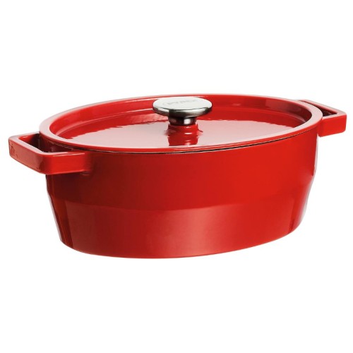 Чугунная кастрюля 5,8 л Pyrex овальная 33x25 см красная Чугунная кастрюля 5,8 л Pyrex овальная 33x25 см красная