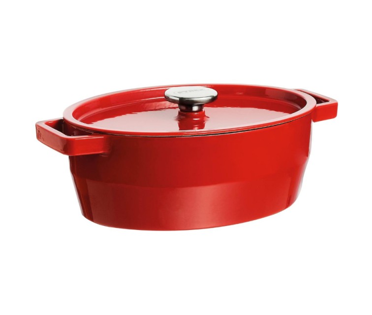 Pot 5.8L PYREX oval cast iron 33cm/red