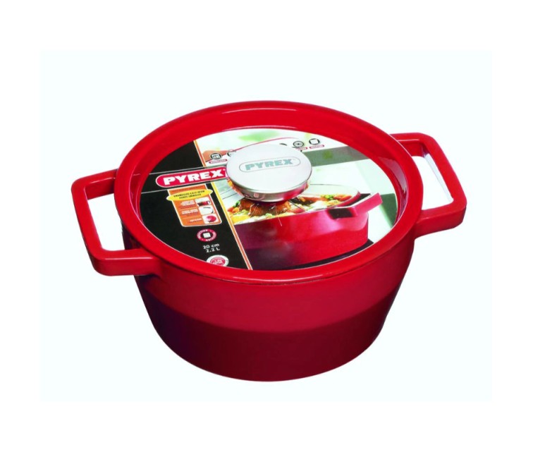 Кастрюля 3,6 л PYREX круглая из чугуна / Ø24см / красная