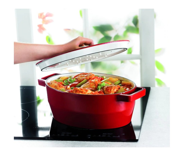 Saucepan 3.8L PYREX oval cast iron 29cm / red