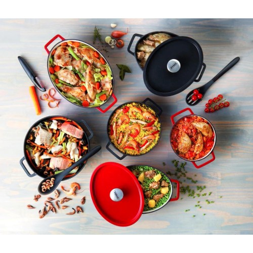 Čuguna katls 3,8L Pyrex ovāls 29x21cm sarkans  Čuguna katls 3,8L Pyrex ovāls 29x21cm sarkans