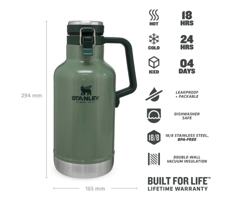 Кувшин для пива The Easy-Pour Growler Classic 1,9 л зеленый Кувшин для пива The Easy-Pour Growler Classic 1,9 л зеленый
