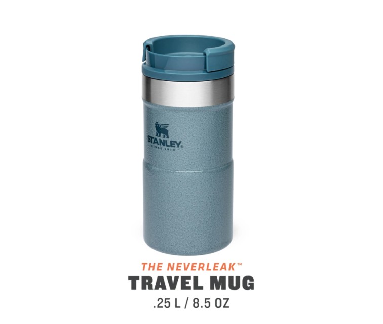The NeverLeak Travel Mug 0,25L grey-blue