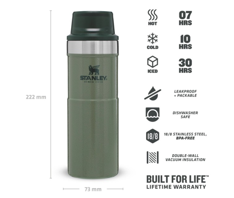 Termokrūze The Trigger-Action Travel Mug Classic 0,47L zaļa Termokrūze The Trigger-Action Travel Mug Classic 0,47L zaļa
