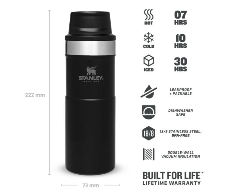 Termokrūze The Trigger-Action Travel Mug Classic 0,47L matēti melna Termokrūze The Trigger-Action Travel Mug Classic 0,47L matēti melna