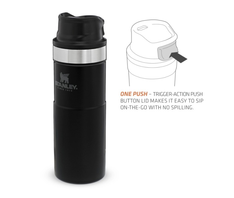 Termokrūze The Trigger-Action Travel Mug Classic 0,47L matēti melna Termokrūze The Trigger-Action Travel Mug Classic 0,47L matēti melna
