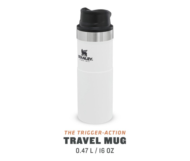 Termokrūze The Trigger-Action Travel Mug Classic 0,47L balta Termokrūze The Trigger-Action Travel Mug Classic 0,47L balta