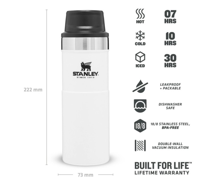 Termokrūze The Trigger-Action Travel Mug Classic 0,47L balta Termokrūze The Trigger-Action Travel Mug Classic 0,47L balta