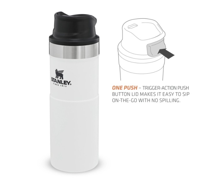 Termokrūze The Trigger-Action Travel Mug Classic 0,47L balta Termokrūze The Trigger-Action Travel Mug Classic 0,47L balta