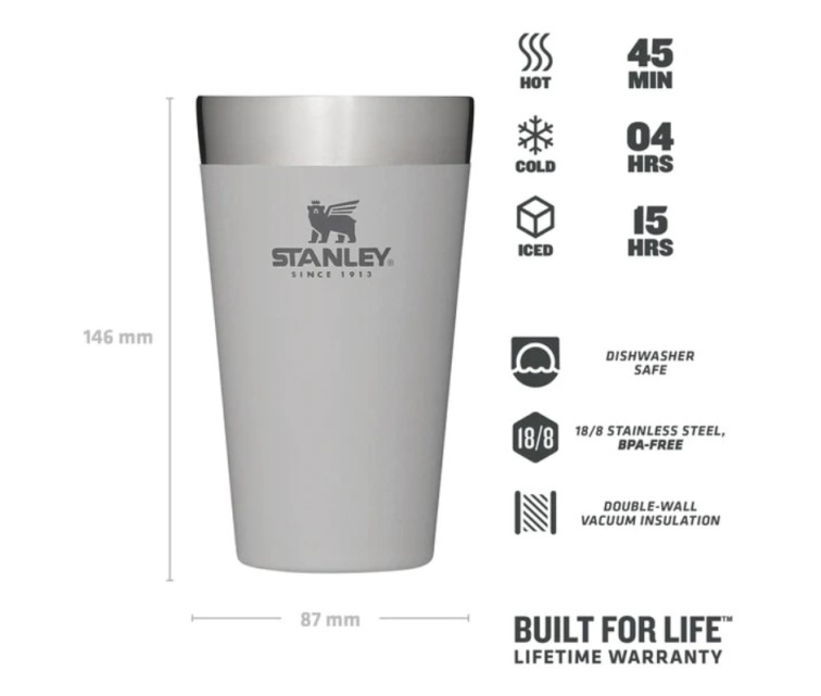 The Stacking Beer Pint Adventure 0,47L light grey