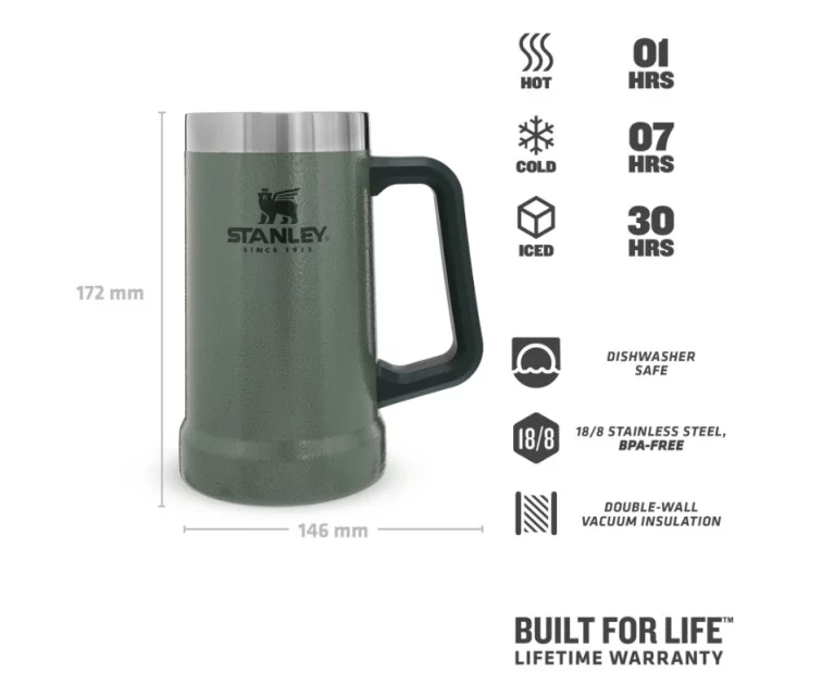 Alus kauss Adventure The Big Grip Beer Stein 0,7L zaļš Alus kauss Adventure The Big Grip Beer Stein 0,7L zaļš