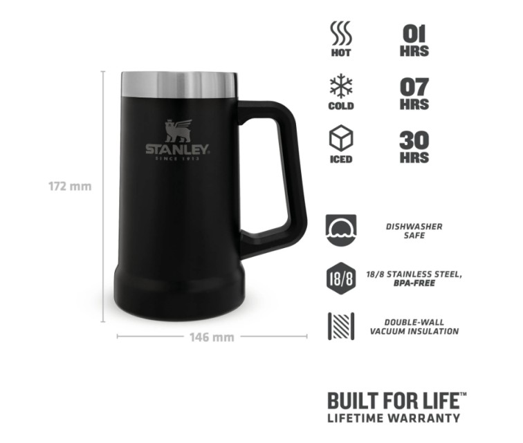 Adventure The Big Grip Beer Stein 0,7L mat black