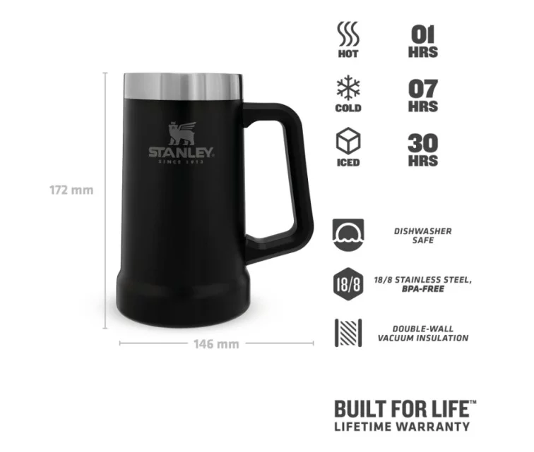 Adventure The Big Grip Beer Stein 0,7L mat black Adventure The Big Grip Beer Stein 0,7L mat black