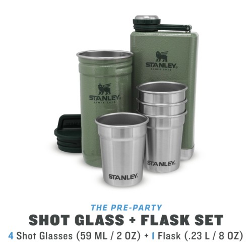 The Pre-Party Shot Glass + Flask Set gift set, vodka glasses 4gb 50mL and blachette 0,23L green The Pre-Party Shot Glass + Flask Set gift set, vodka glasses 4gb 50mL and blachette 0,23L green
