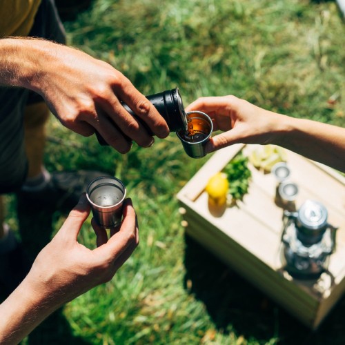 The Pre-Party Shot Glass + Flask Set gift set, vodka glasses 4gb 50mL and blachette 0,23L mat black The Pre-Party Shot Glass + Flask Set gift set, vodka glasses 4gb 50mL and blachette 0,23L mat black