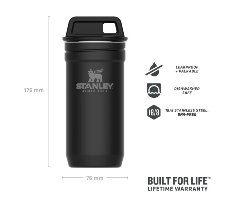 Degvīna glāzīšu komplekts Adventure, 4 glāzītes 59mL ar glabāšanas ietvaru matēts melns Degvīna glāzīšu komplekts Adventure, 4 glāzītes 59mL ar glabāšanas ietvaru matēts melns