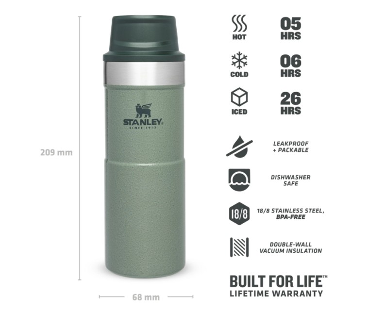 Termokrūze The Trigger-Action Travel Mug Classic 0,35L zaļa Termokrūze The Trigger-Action Travel Mug Classic 0,35L zaļa