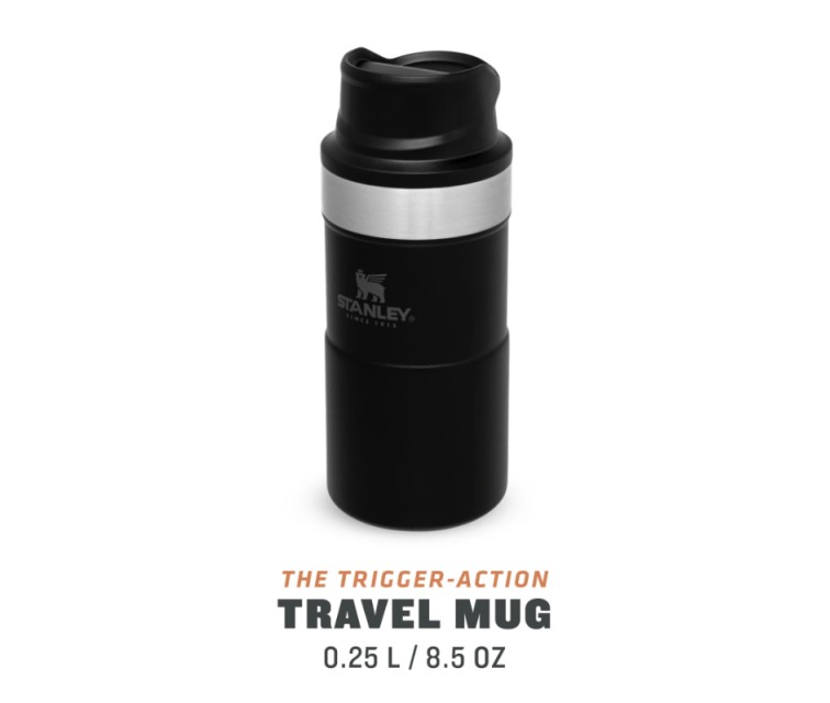 Termokrūze The Trigger-Action Travel Mug Classic 0,25L matēti melna Termokrūze The Trigger-Action Travel Mug Classic 0,25L matēti melna