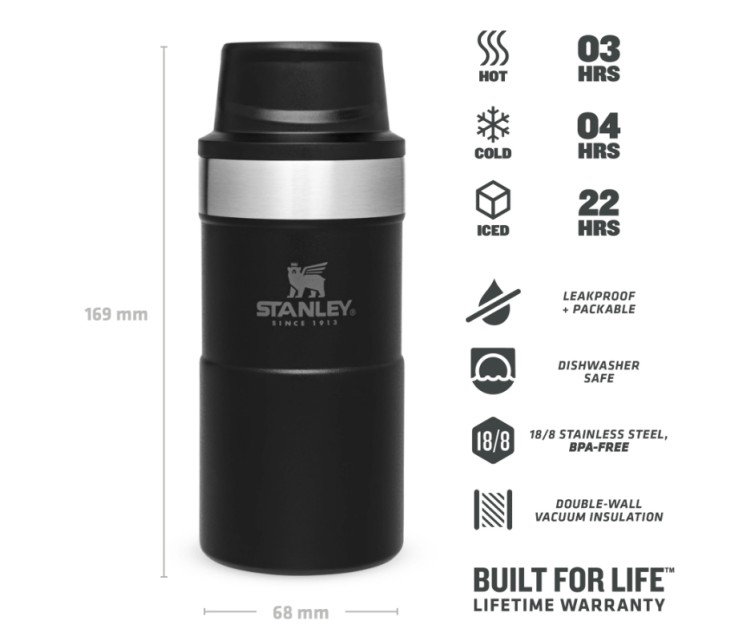 Termokrūze The Trigger-Action Travel Mug Classic 0,25L matēti melna Termokrūze The Trigger-Action Travel Mug Classic 0,25L matēti melna