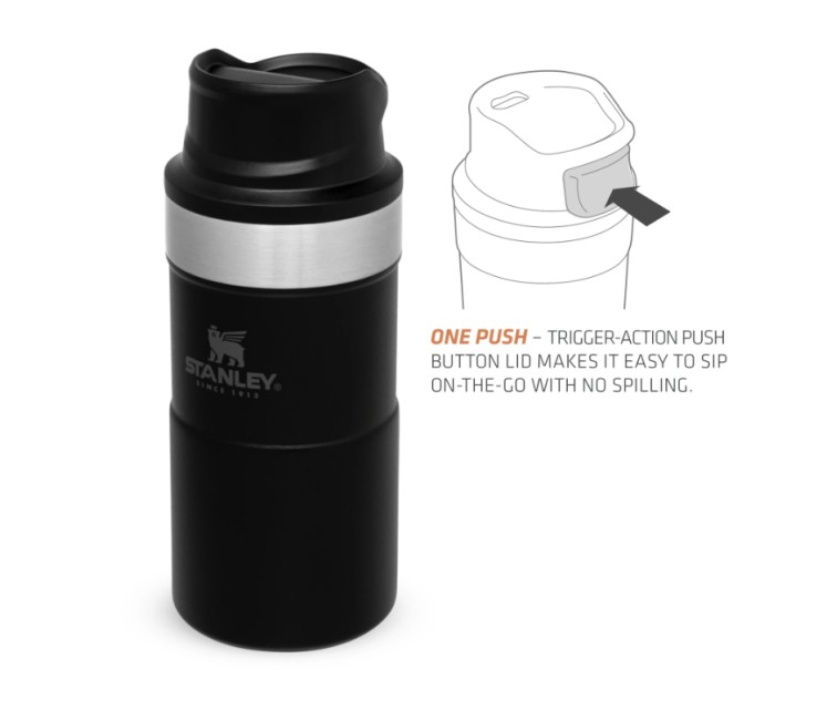 Termokrūze The Trigger-Action Travel Mug Classic 0,25L matēti melna Termokrūze The Trigger-Action Travel Mug Classic 0,25L matēti melna