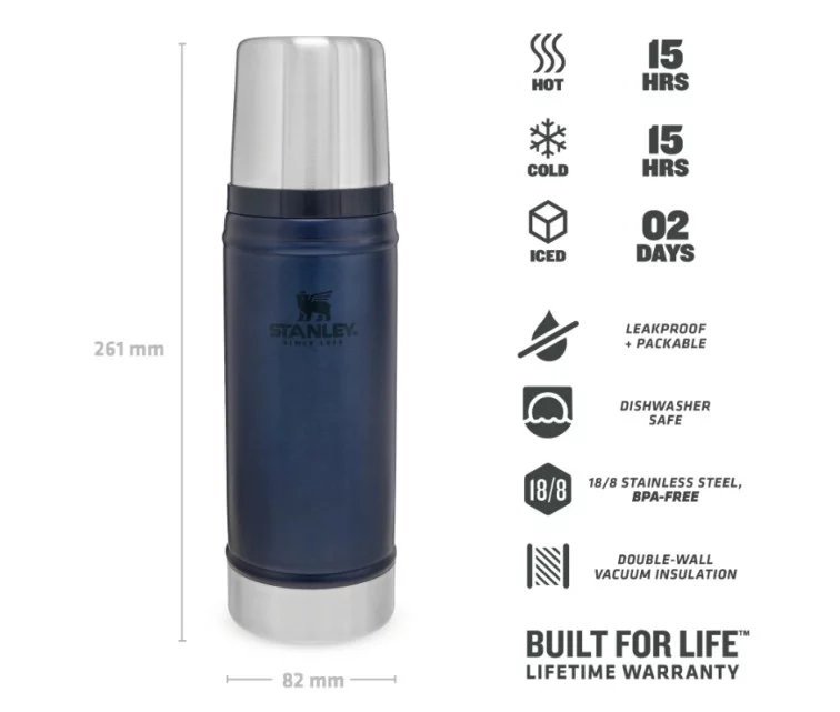 Termoss The Legendary Classic Bottle 0,47L zils Termoss The Legendary Classic Bottle 0,47L zils