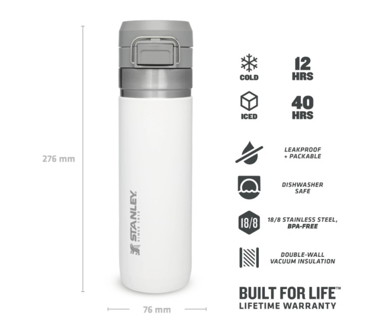 Termopudele The Quick Flip Water Bottle Go 0,71L, balta