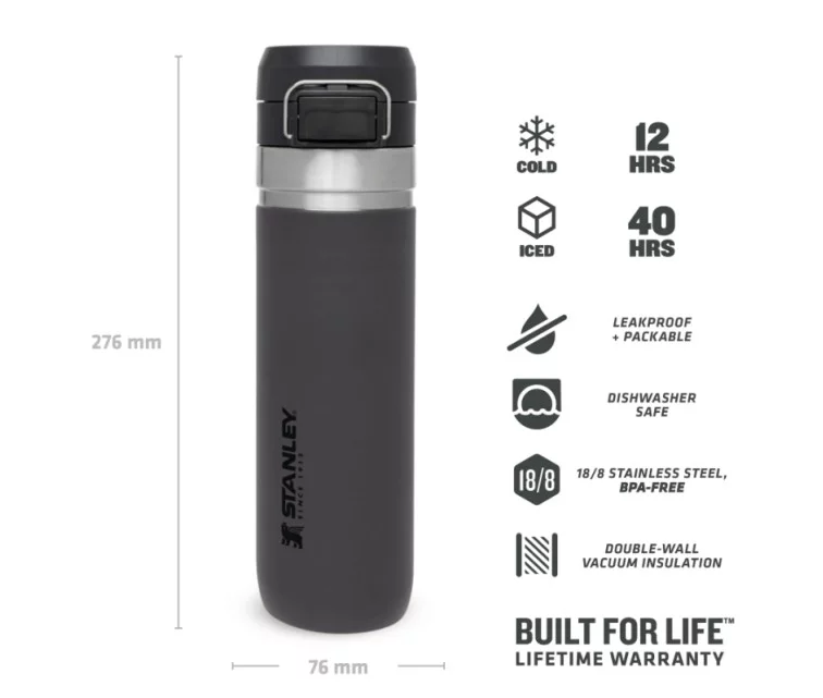 The Quick Flip Water Bottle Go 0,71L dark grey The Quick Flip Water Bottle Go 0,71L dark grey