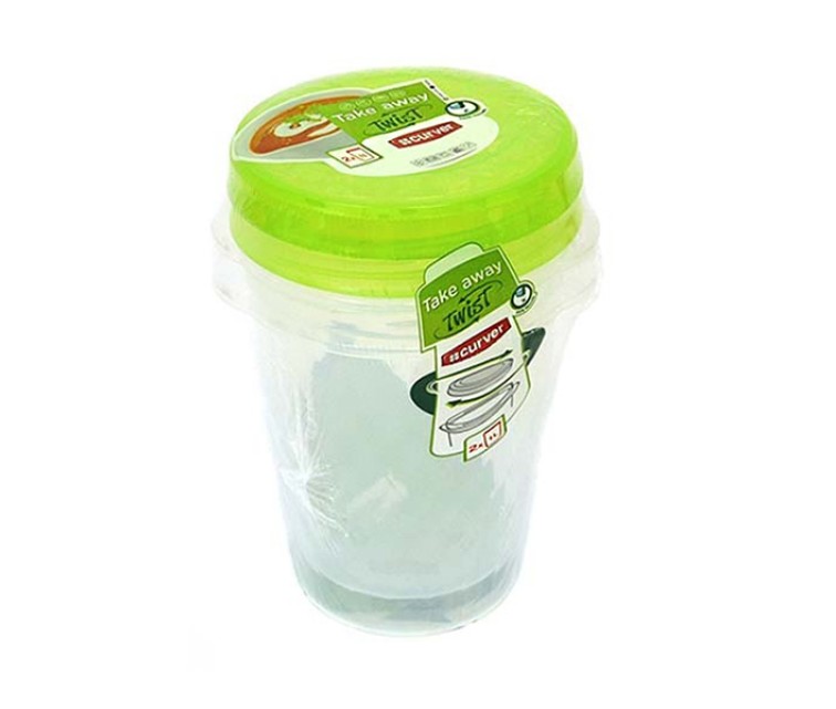 Food Container Set of 2 round 1L Take Away Twist green