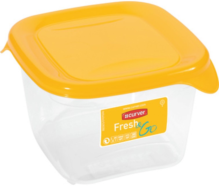 Food container square 0,45L Fresh&Go yellow