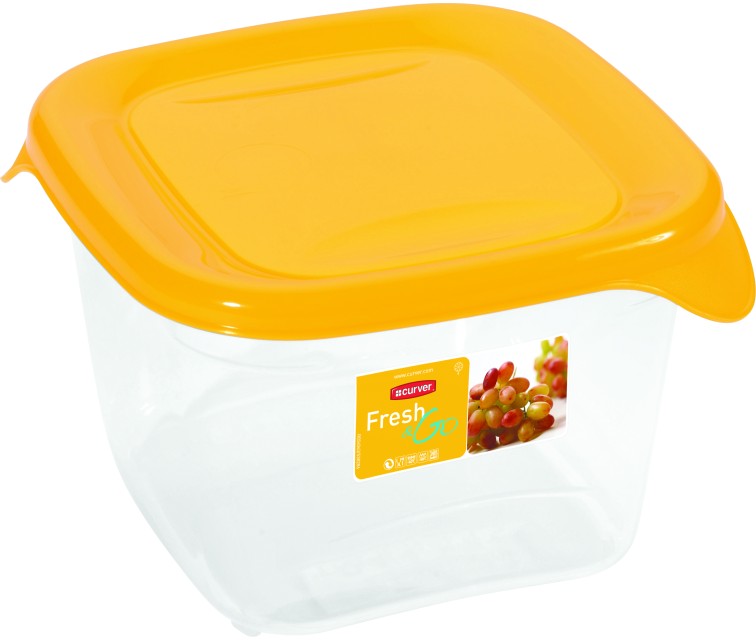 Food container square 1,2L Fresh&Go yellow