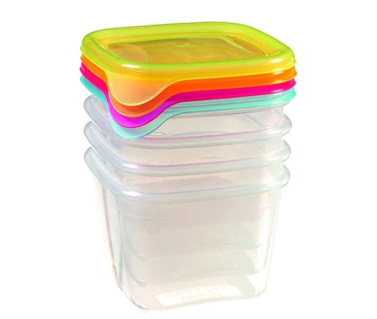 Set of 4 food containers 4x0,45L square Fresh&Go mix