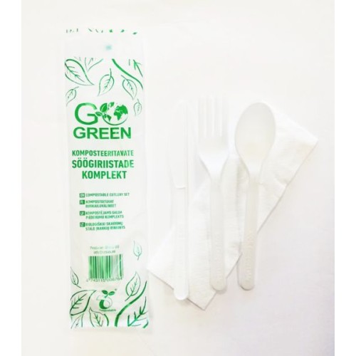 Kompostējams galda piederumu komplekts Go Green / 0,015kg Kompostējams galda piederumu komplekts Go Green / 0,015kg