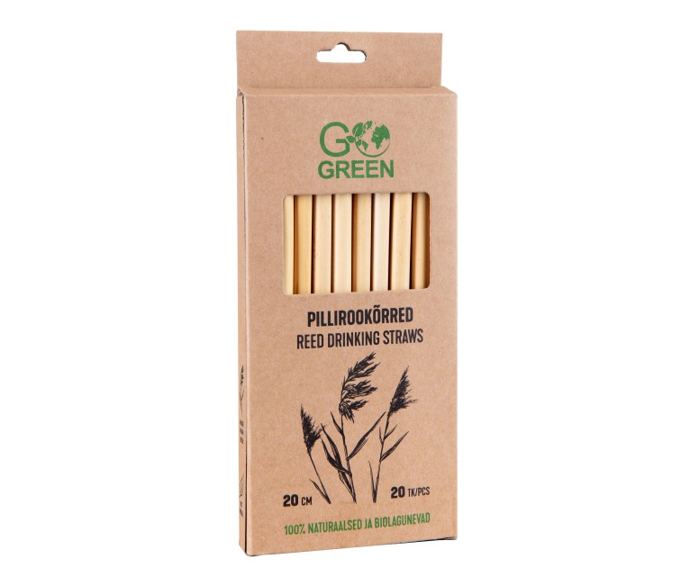 Compostable reed straw Go Green 20 pcs/0,08kg