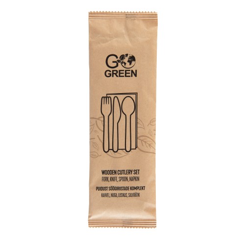 Wooden cutlery set Go Green/ 0,01kg Wooden cutlery set Go Green/ 0,01kg