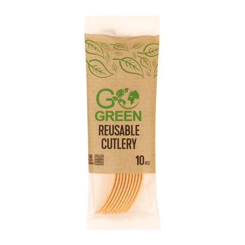 Atkārtoti lietojamas dakšiņas Go Green 10 gab./ 0,07kg Atkārtoti lietojamas dakšiņas Go Green 10 gab./ 0,07kg