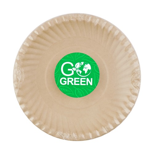 Kompostējamie cukurniedru šķīvji ar rakstu Go Green Ø23cm 10 gab./ 0,15kg Kompostējamie cukurniedru šķīvji ar rakstu Go Green Ø23cm 10 gab./ 0,15kg