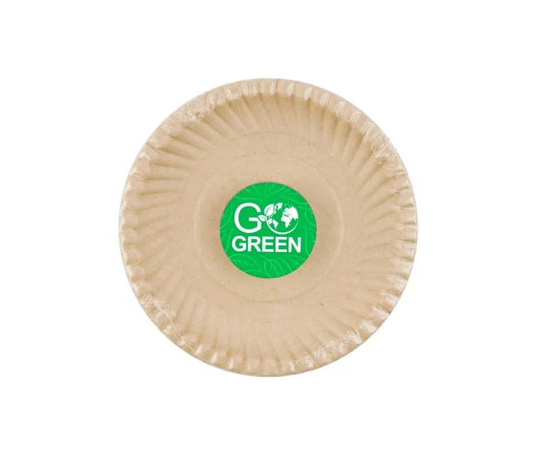 Compostable sugar cane plates with Go Green pattern Ø15cm 10 pcs/0,08kg Compostable sugar cane plates with Go Green pattern Ø15cm 10 pcs/0,08kg