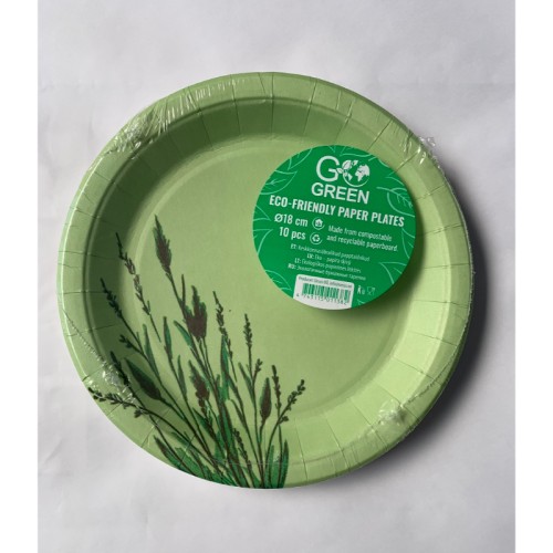 Ekoloģiski papīra šķīvji Reed Go Green Ø18cm 10 gab./ 0,07kg Ekoloģiski papīra šķīvji Reed Go Green Ø18cm 10 gab./ 0,07kg
